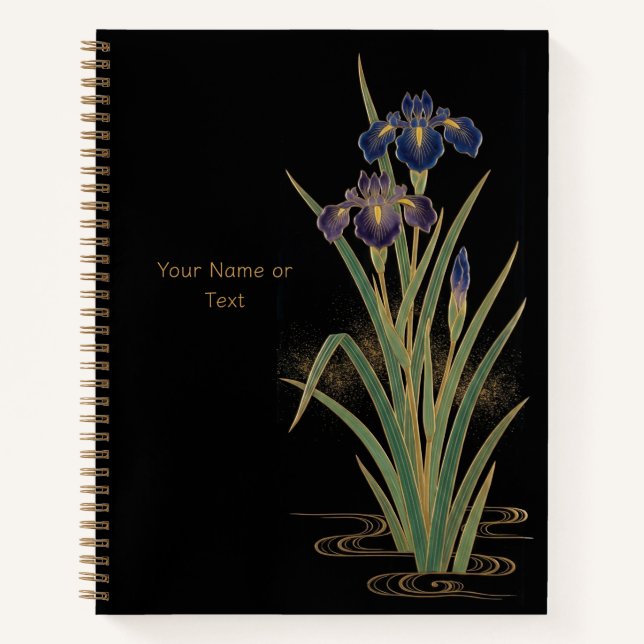 Cuaderno Noble Shoubu: El estilo Maki-e de Iris y Oro (Anverso)