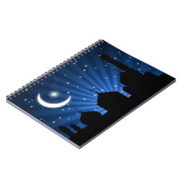 Cuaderno Noche azul de silueta de la mezquita - portátil