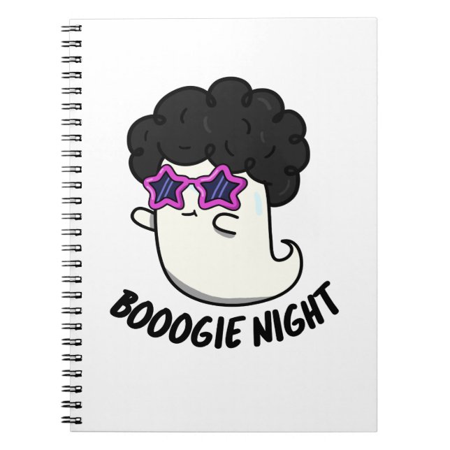 Cuaderno Noche de Boogie divertido Halloween Pun fantasma  (Frente)