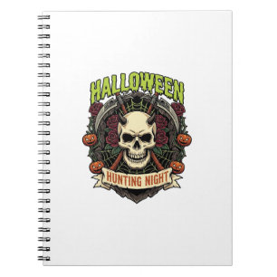 Cuaderno Noche de caza de Halloween Cuernos Calavera Rosas 