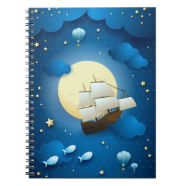 Cuaderno Noche de fantasía con barco volador