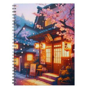 Cuaderno Noche de Flor de Cerezo en el Antiguo Japón