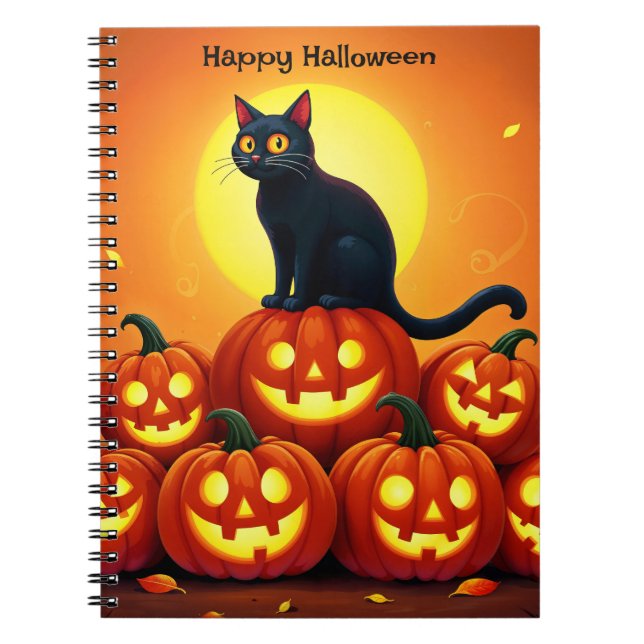 Cuaderno Noche de otoño con calabazas brillantes (Frente)