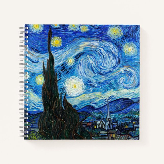 Cuaderno Noche de Van Gogh Starry Impresionism Art Notebook (Anverso)