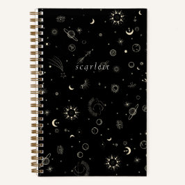 Cuaderno Noche estelar celestial moderna de color negro
