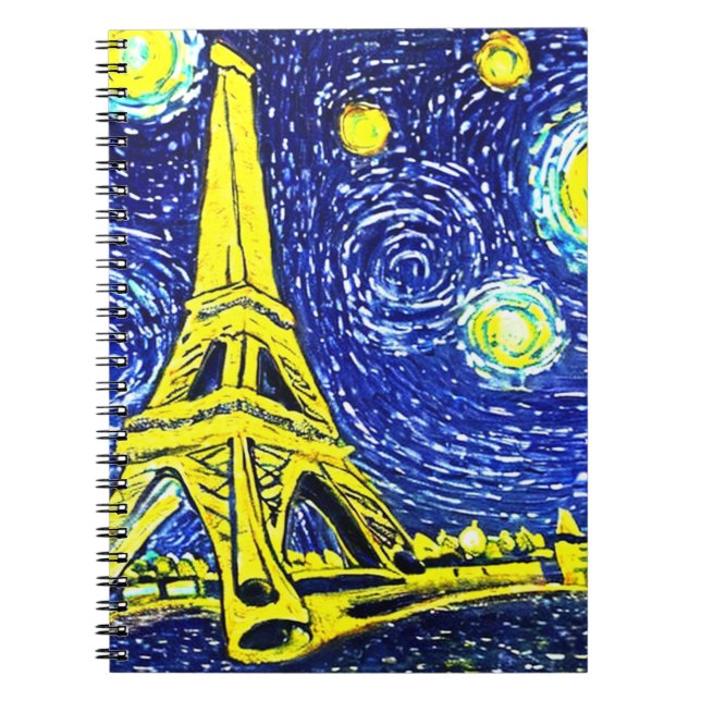 Cuaderno Noche estrellada París Francia (Frente)