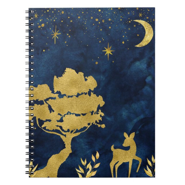 Cuaderno Noche estrellada - silueta dorada (Frente)