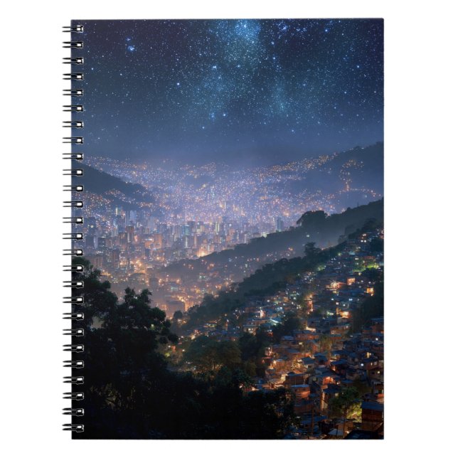 Cuaderno Noche estrellada sobre el brillante bloc de notas  (Frente)