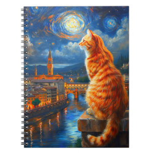 Cuaderno Noche estrellada sobre Florencia Arte de gato ro