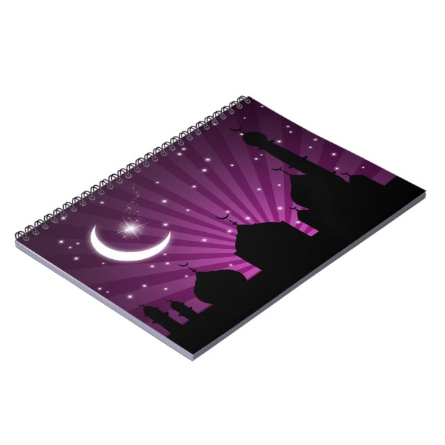 Cuaderno Noche morada de silueta de la mezquita - portátil (Lado Izquierdo)