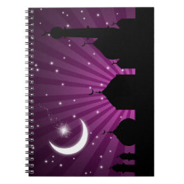 Cuaderno Noche morada de silueta de la mezquita - portátil