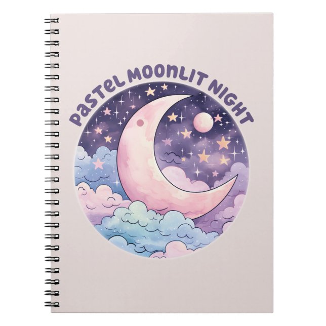 Cuaderno Noche Pastel Moonlit - Luna Crescent Dreamy (Frente)