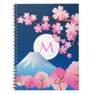Cuaderno Noche Sakura de Japón de la primavera de las
