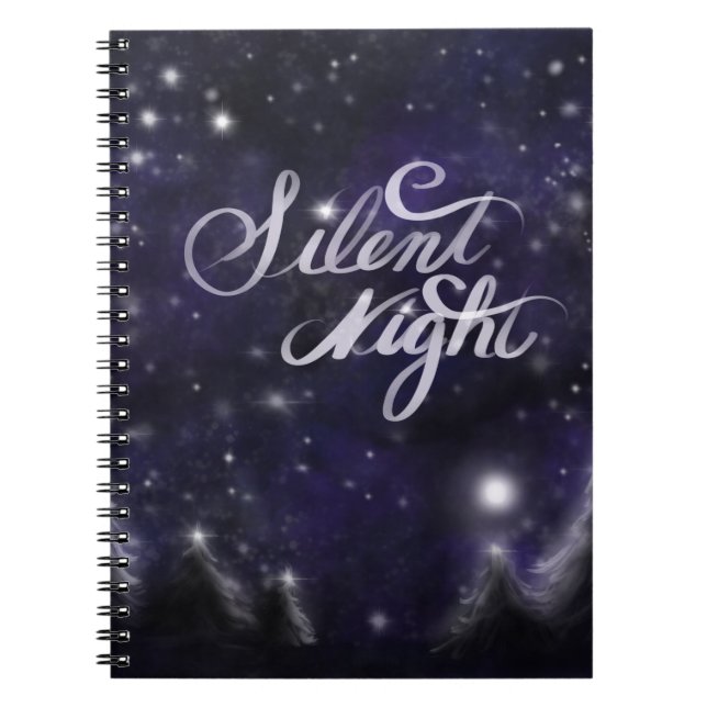 Cuaderno Noche silenciosa - romántica escena de nieve de va (Frente)