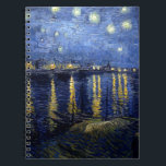 Cuaderno Noche Van Gogh Starry Sobre Rhone<br><div class="desc">Paisaje de Vincent Van Gogh y la serie de pintura del paisaje marino - Noche azul estrellada sobre el Ródano</div>