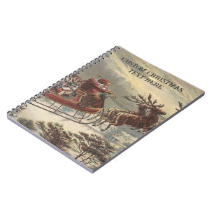 Cuaderno Nochebuena vintage victoriana trineo de Santa Clau