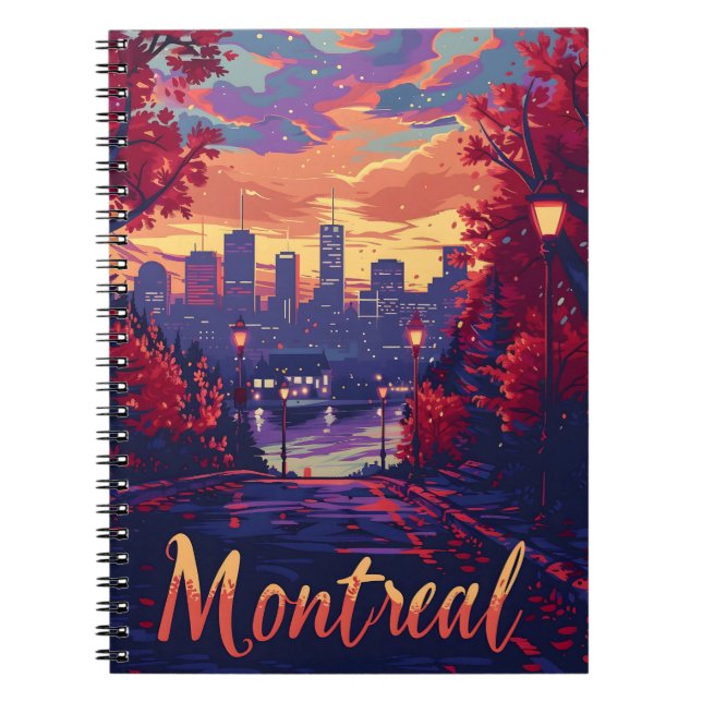 Cuaderno Noches de Montreal: Luces y nubes violetas (Frente)