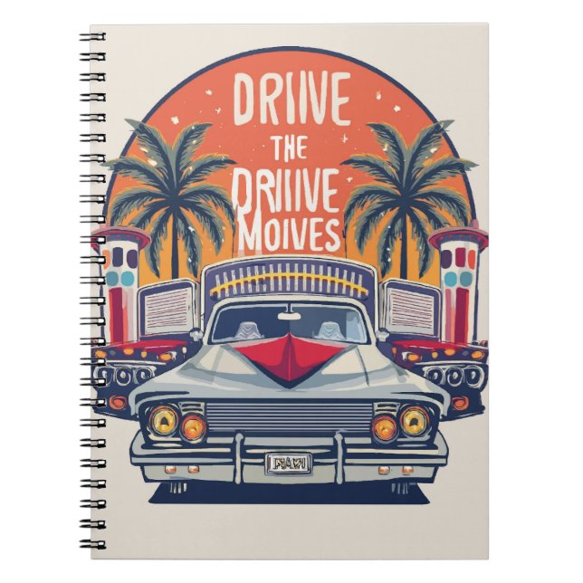 Cuaderno Noches De Pantalla Plata: Películas Retro Drive-In (Frente)