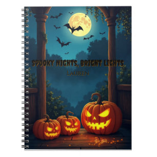 Cuaderno Noches espeluznantes Luces brillantes Nombre perso