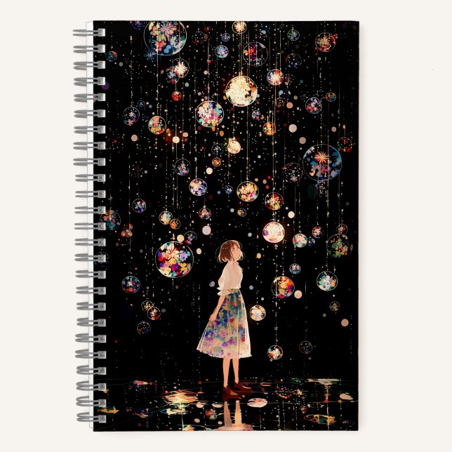 Cuaderno Noches estrelladas con orbes brillantes  (Anverso)