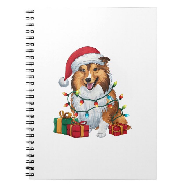 Cuaderno Noches iluminando Santa Hat Shetland Sheepdog Chri (Frente)