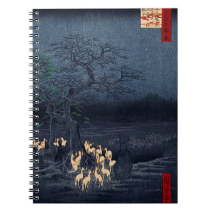 Cuaderno Nochevieja incendia árbol Utagawa Hiroshige