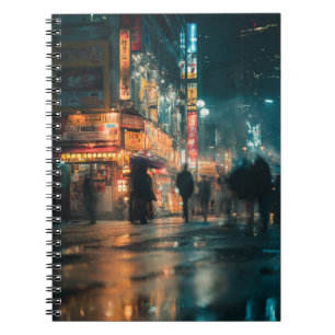 Cuaderno nocturno de neón borroso