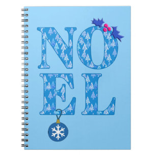 Cuaderno NOEL en un patrón de árbol de Navidad azul
