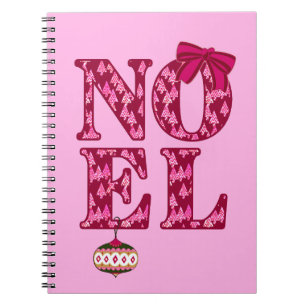 Cuaderno NOEL en un patrón de árbol de Navidad en Borgoña