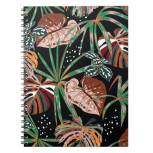 Cuaderno Noir tropical: Patrón de bosque exótico oscuro