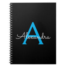 Nombra de monograma de guión azul negro