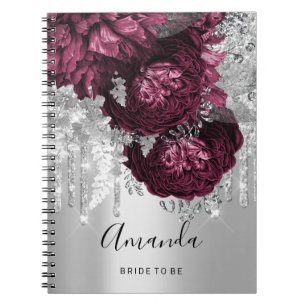 Cuaderno Nombra ducha marsala gotea Rosas Borgoña