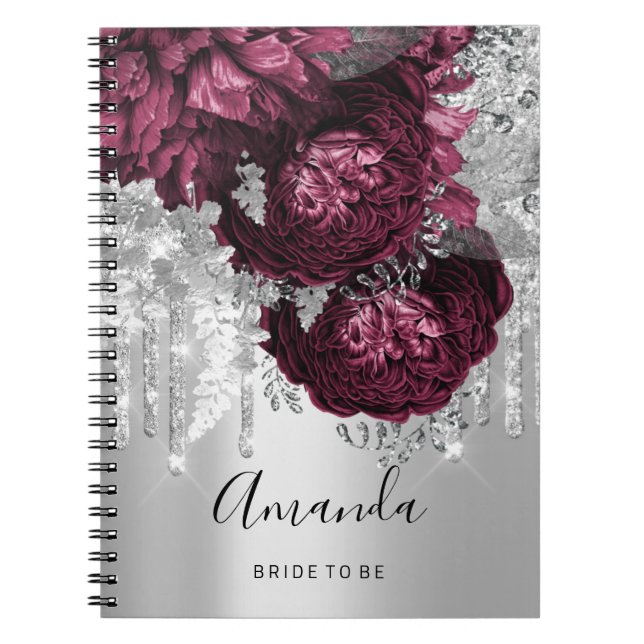 Cuaderno Nombra ducha marsala gotea Rosas Borgoña (Frente)