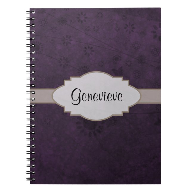 Cuaderno Nombramiento del abstrato morado retro (Frente)