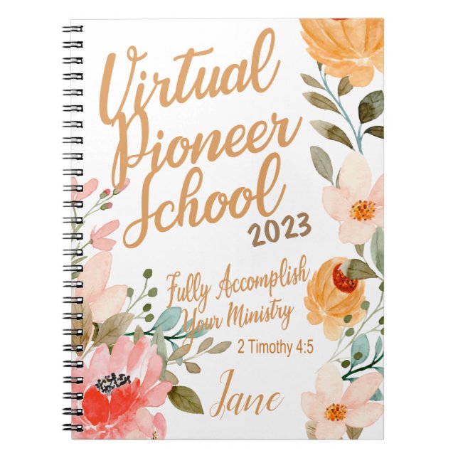 Cuaderno Nombrar Escuela de Servicio Personalizada JW Pione (Frente)