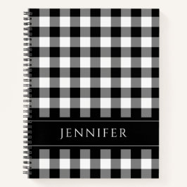 Cuaderno Nombrar marca de patrón de Gingham de color blanco