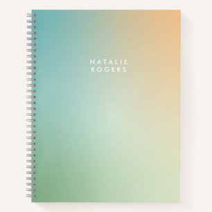 Cuaderno Nombre abstracto de degradado de ocmbre verde azul