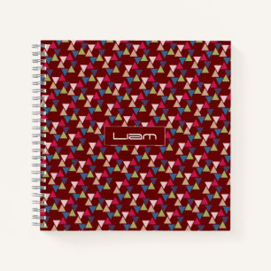 Cuaderno Nombre abstracto del patrón burgundy