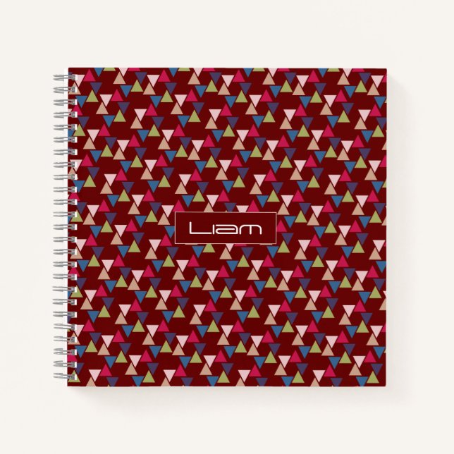 Cuaderno Nombre abstracto del patrón burgundy (Anverso)