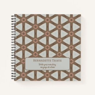 Cuaderno Nombre acuarela Geométrica Patrón de rueda marrón