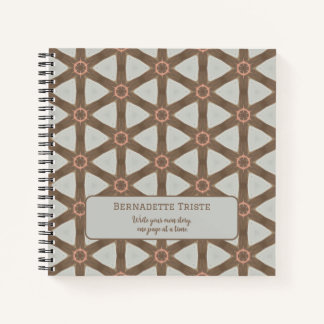 Cuaderno Nombre acuarela Geométrica Patrón de rueda marrón