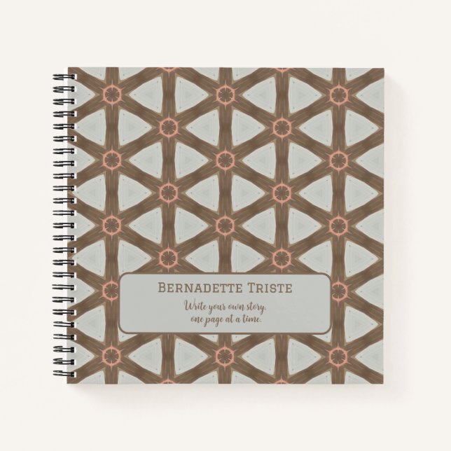 Cuaderno Nombre acuarela Geométrica Patrón de rueda marrón (Anverso)