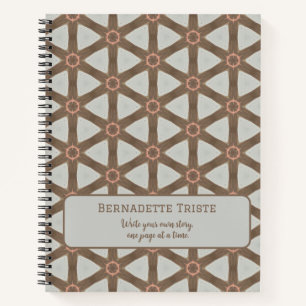 Cuaderno Nombre acuarela Geométrica Patrón de rueda marrón