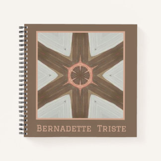 Cuaderno Nombre acuarela Geométrica Patrón de rueda marrón
