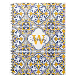 Cuaderno 💙 Nombre 💛 + Azulejos iniciales