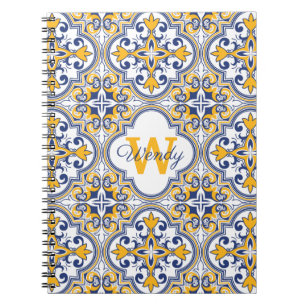 Cuaderno 💙 Nombre 💛 + Azulejos iniciales