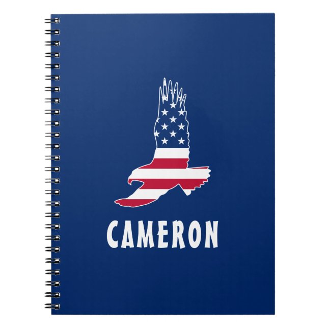 Cuaderno Nombre Bandera De Estados Unidos Águila América 4  (Frente)