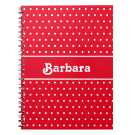 Cuaderno Nombre clásico de la cosecha de polka puntos rojo