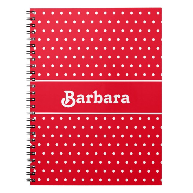 Cuaderno Nombre clásico de la cosecha de polka puntos rojo  (Frente)
