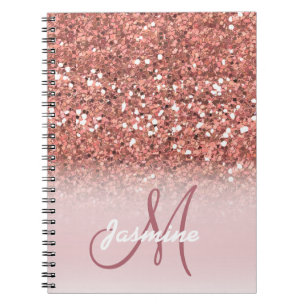 Cuaderno Nombre color de rosa femenino personalizado de las
